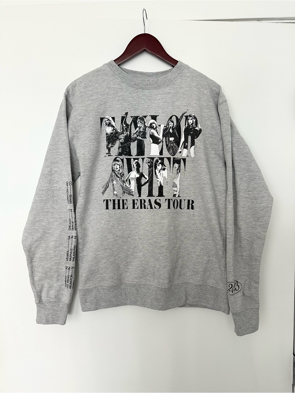 Taylor Swift Gray Crewneck Sweatshirt with Black Tour Graphic